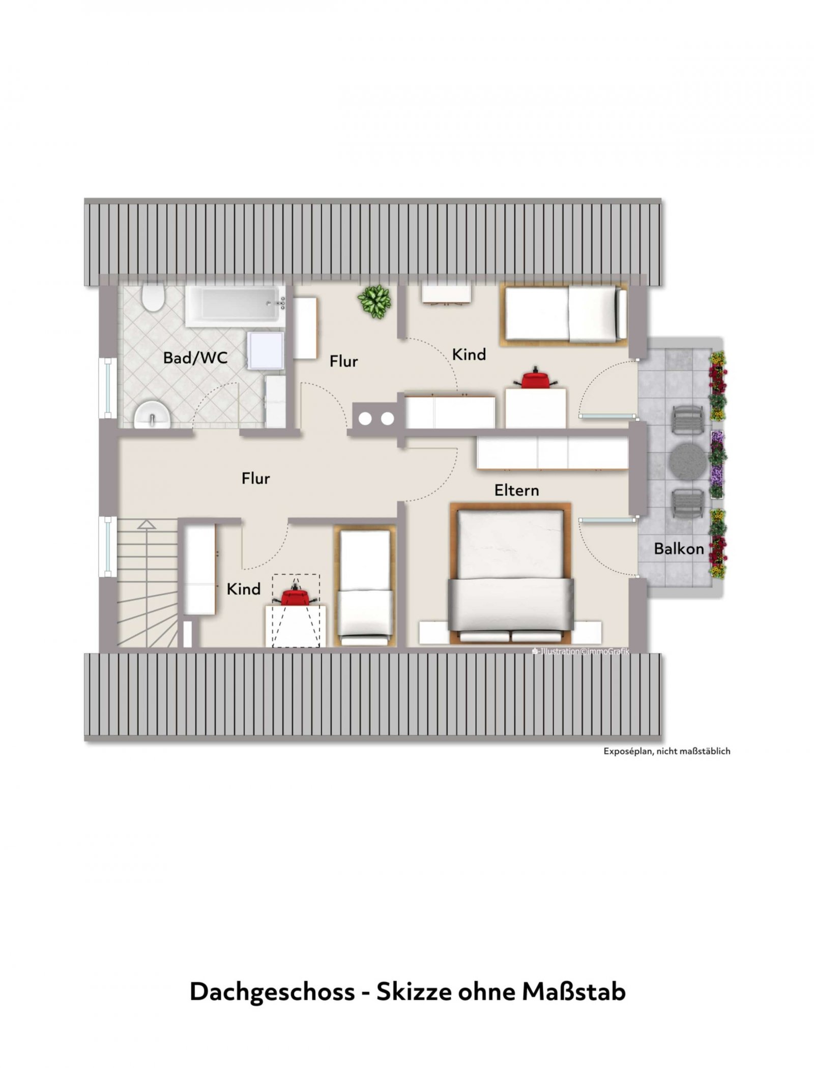Grundriss Dachgeschoss Immografik