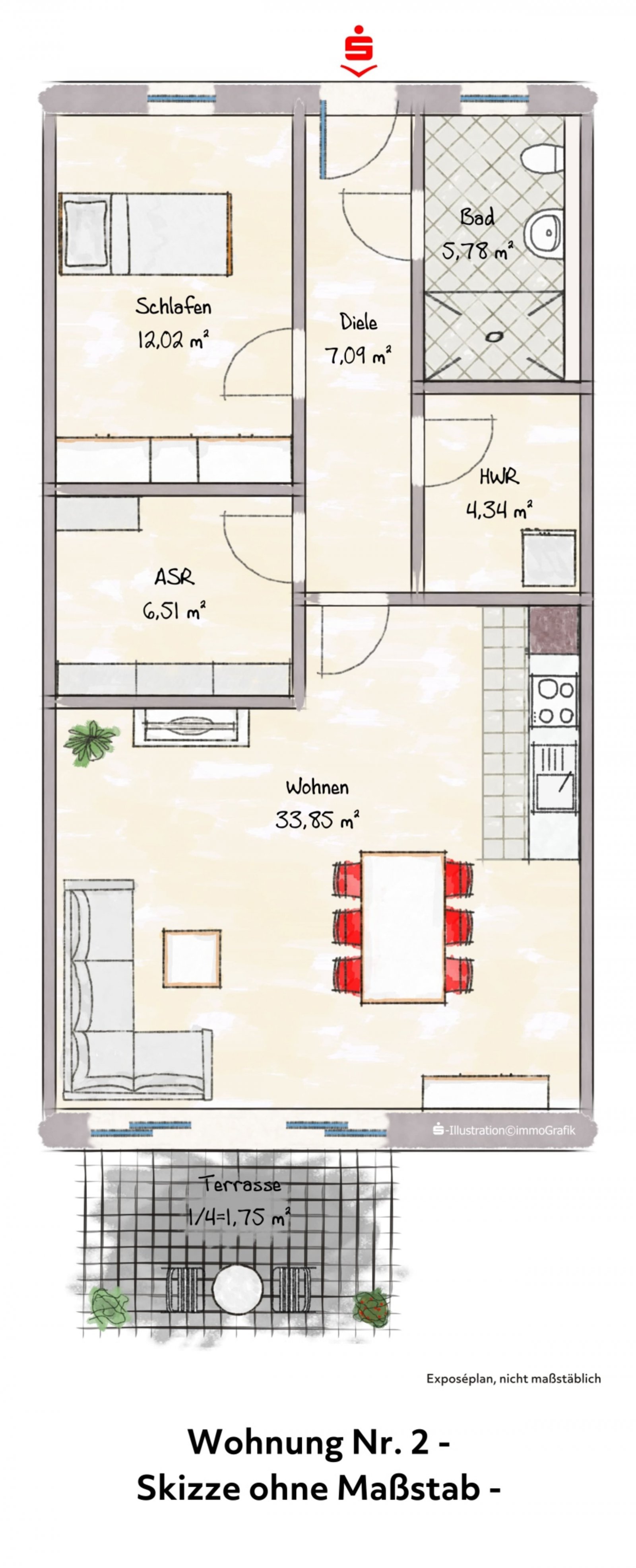 Grundriss Wohnung 2