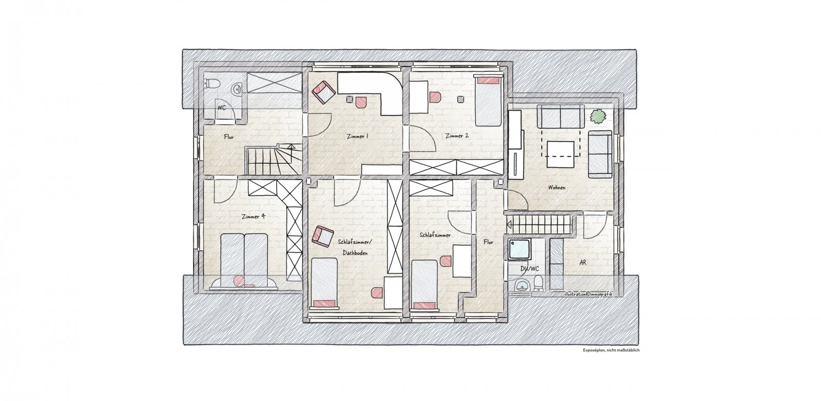 Grundriss Dachgeschosss Immografik