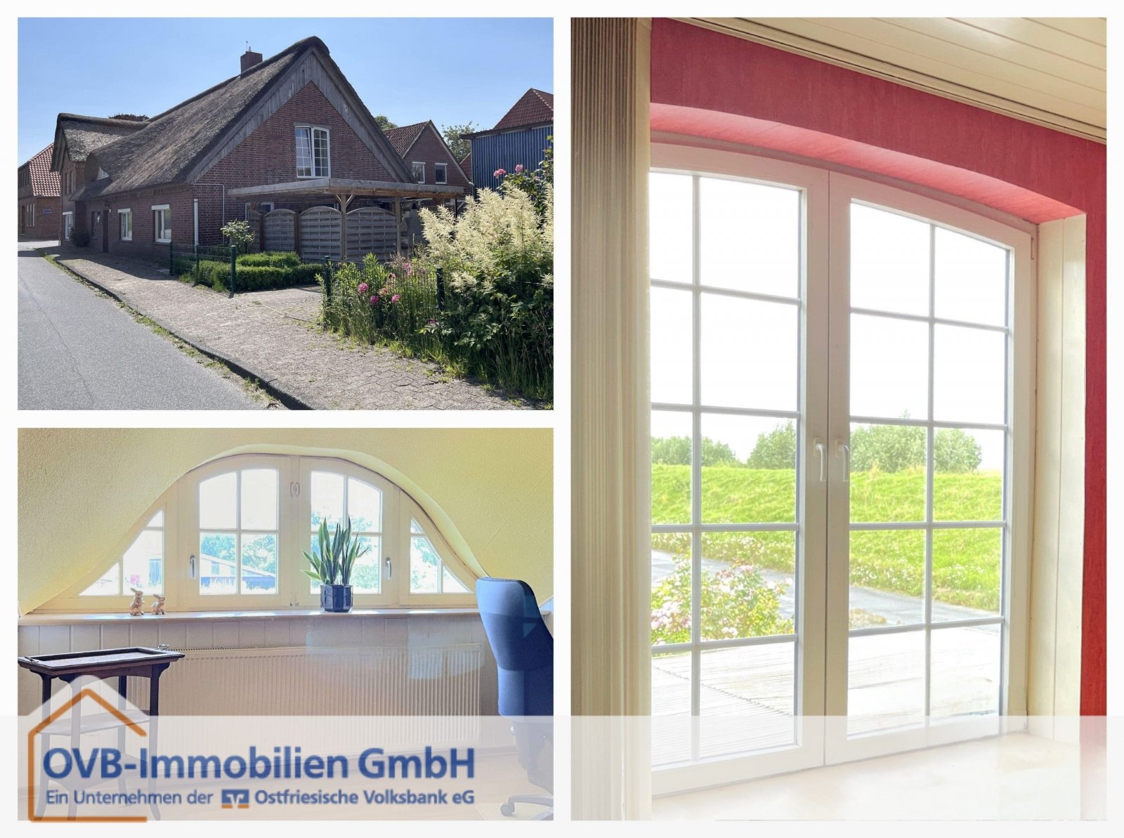 Balje: Einladendes Reetdachhaus mit Deichpanorama  Balje: Einladendes Reetdachhaus mit Deichpanorama