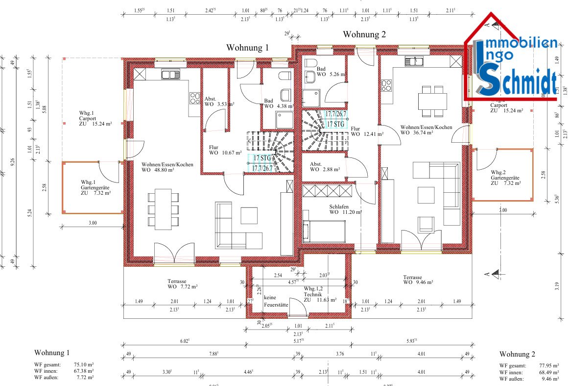 Grundriss EG - WHG 1+2