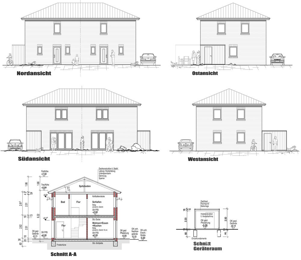 Ansichten Gebäude 2+3