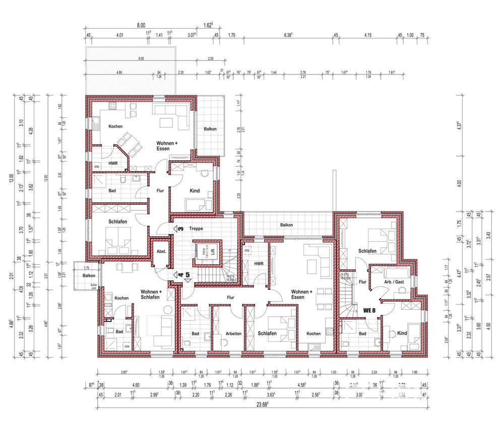 Grundriss Gebäude 4 - 1. OG
