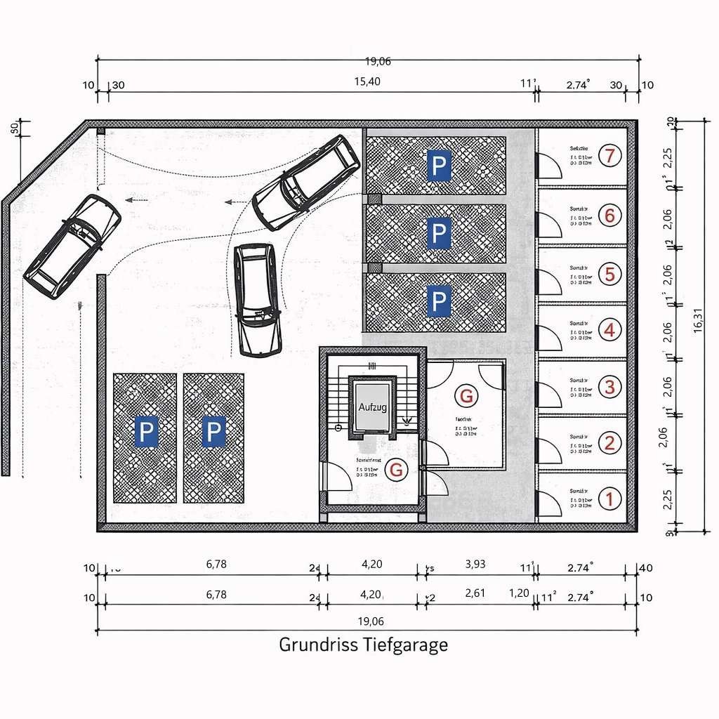 Grundriss Tiefgarage
