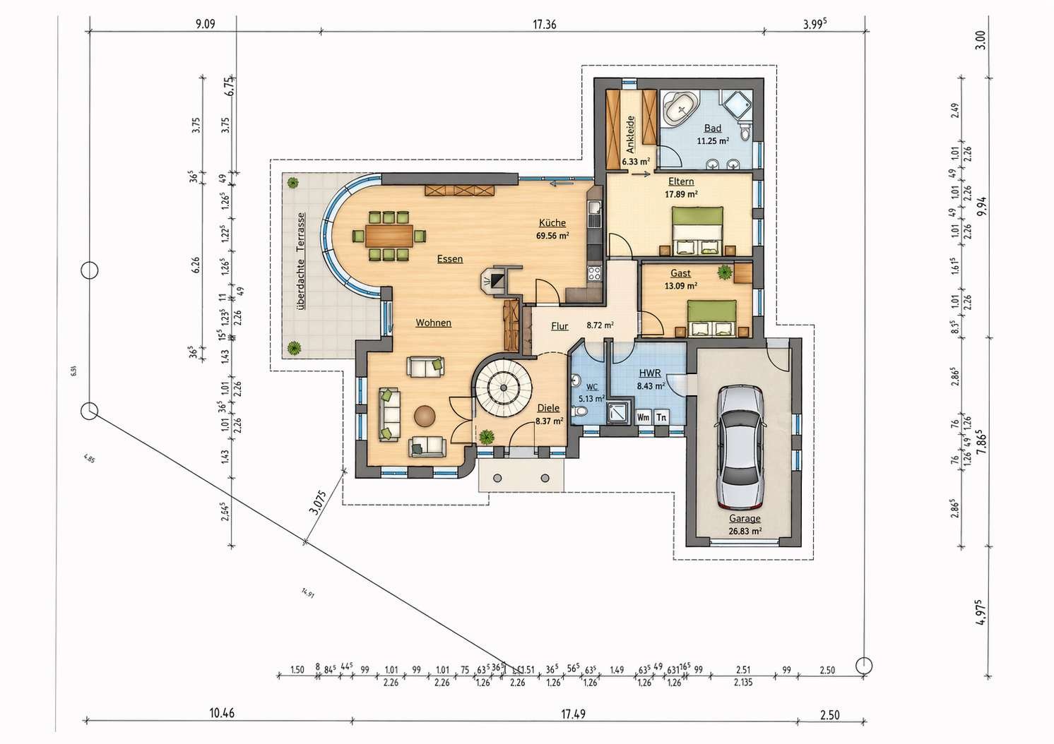Grundriss EG - KI bearbeitet