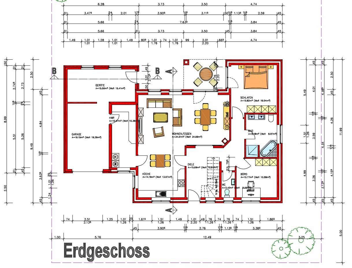 Grundriss EG 8526 Bemaßung