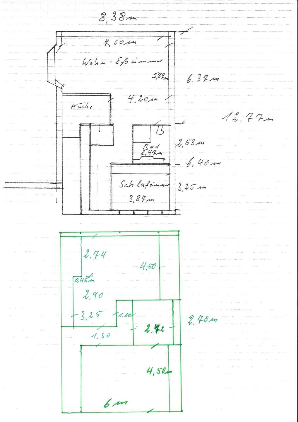Grundriss Anbau handgezeichnet Grundriss Anbau handgezeichnet
