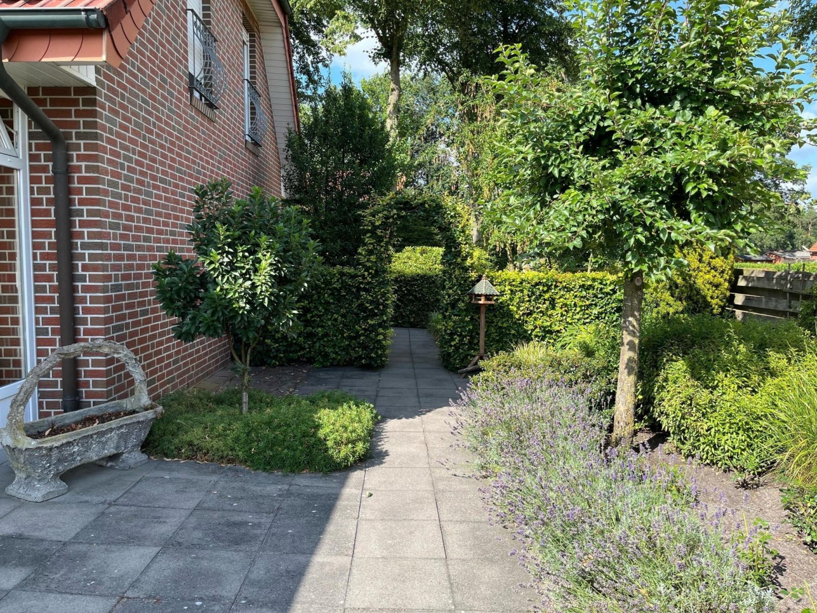 Garten mit Weg zur Terrasse