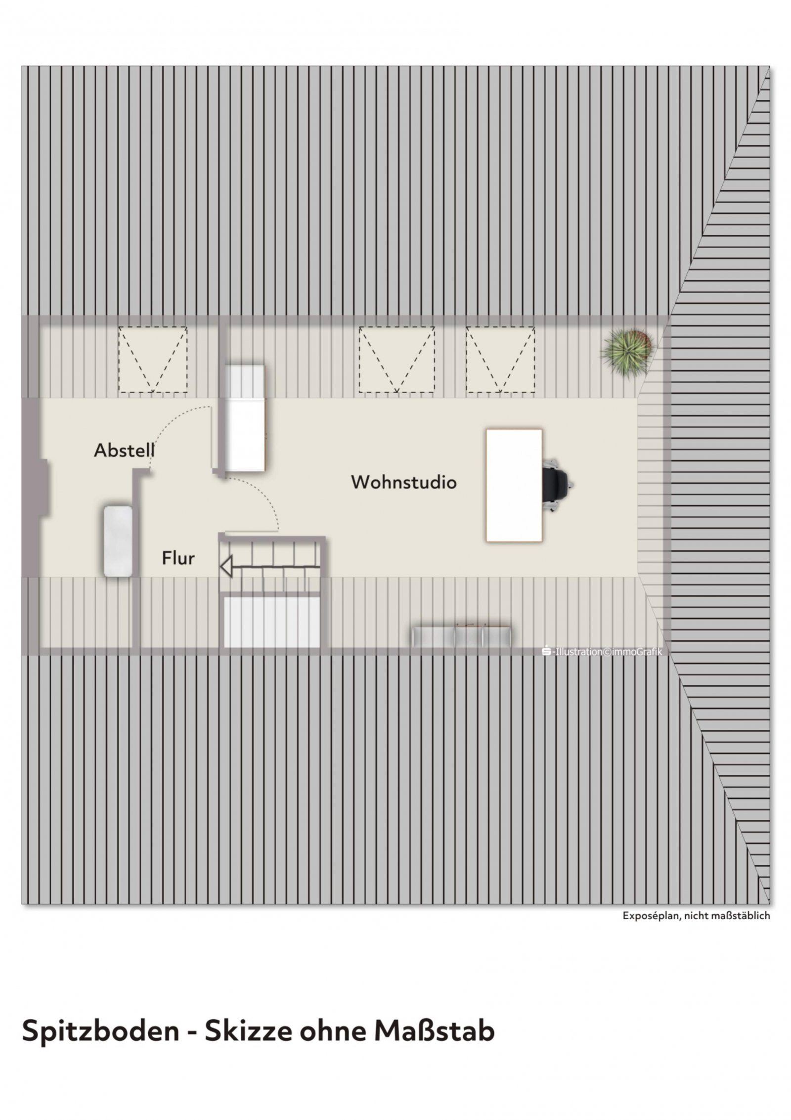 Grundriss Wohnstudio im Spitzboden