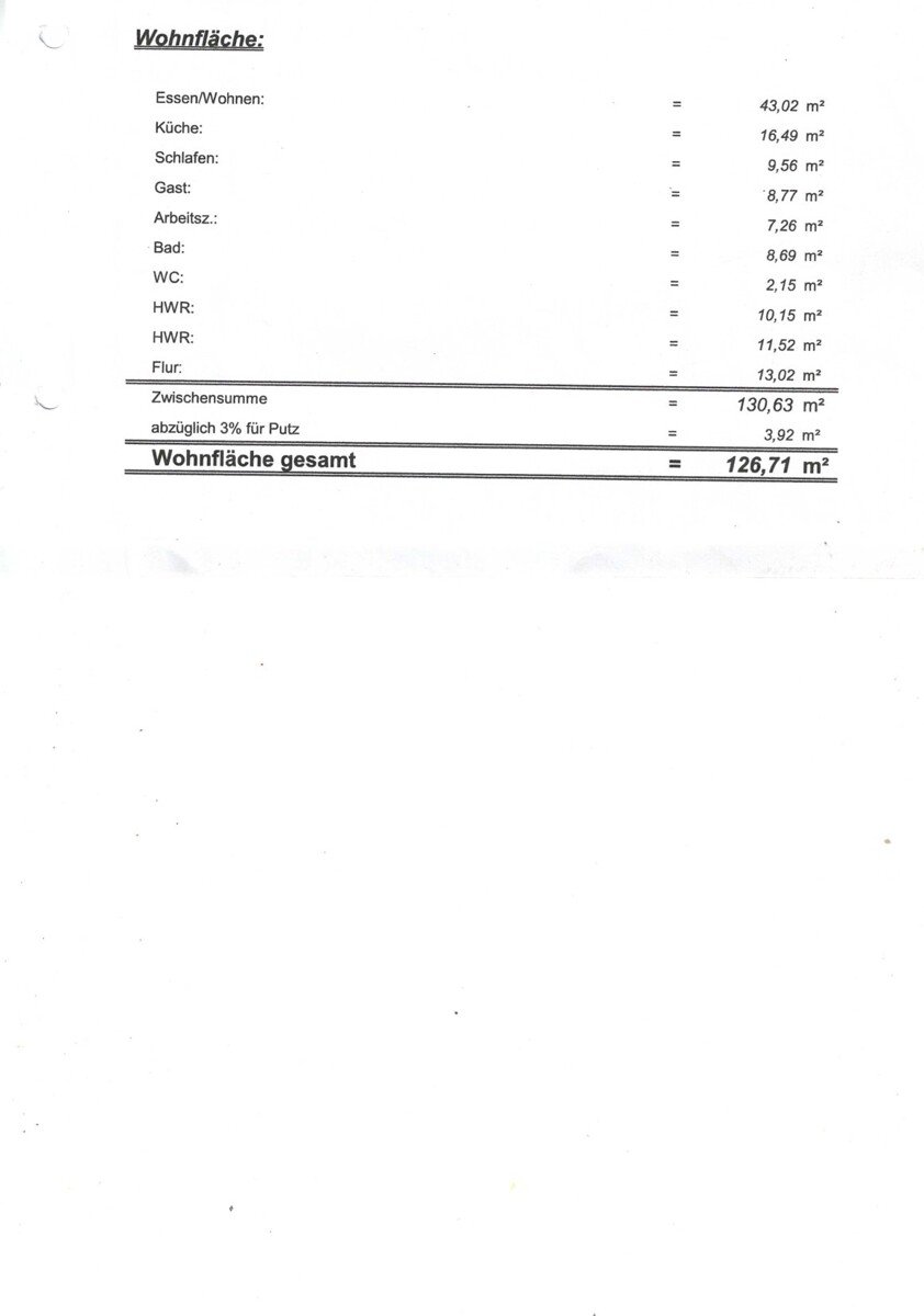Wohnflächenberechnung Wohnflächenberechnung